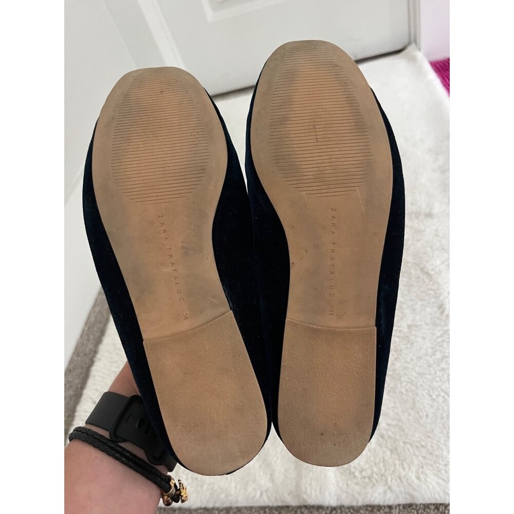 Zara Trafaluc Blue Velvet Loafers Size 38 / US 7.5 - Picture 7 of 8